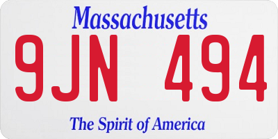 MA license plate 9JN494
