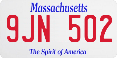 MA license plate 9JN502