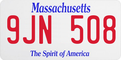 MA license plate 9JN508