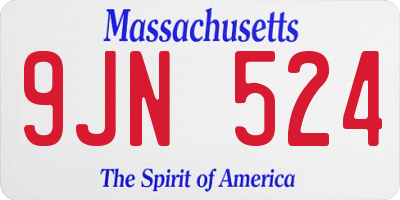 MA license plate 9JN524