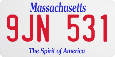 MA license plate 9JN531