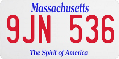 MA license plate 9JN536