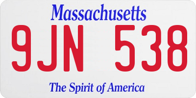 MA license plate 9JN538