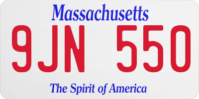 MA license plate 9JN550