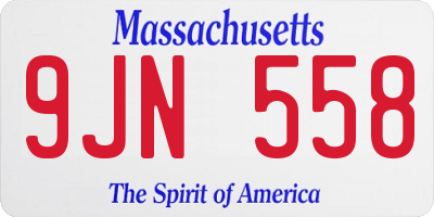 MA license plate 9JN558