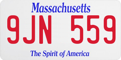 MA license plate 9JN559