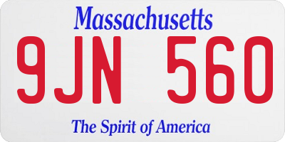 MA license plate 9JN560