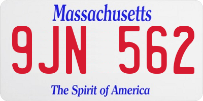 MA license plate 9JN562