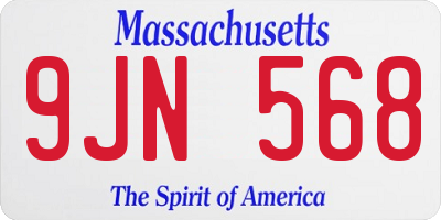 MA license plate 9JN568