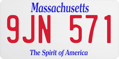 MA license plate 9JN571