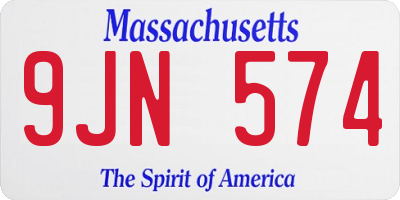 MA license plate 9JN574