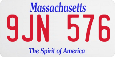MA license plate 9JN576