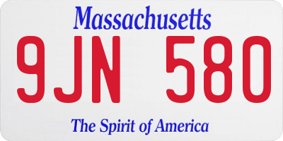 MA license plate 9JN580