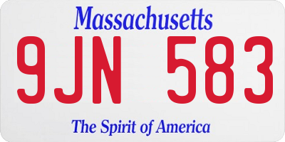 MA license plate 9JN583