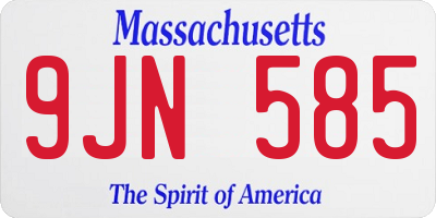 MA license plate 9JN585