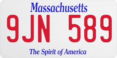 MA license plate 9JN589