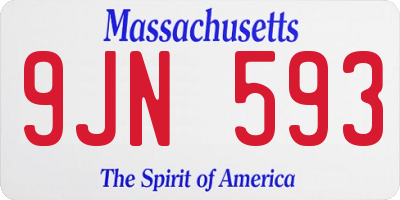 MA license plate 9JN593