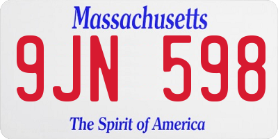 MA license plate 9JN598