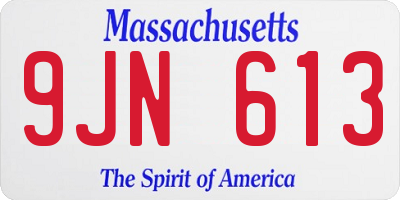 MA license plate 9JN613