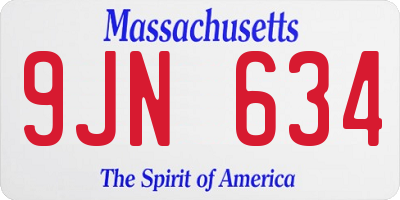 MA license plate 9JN634