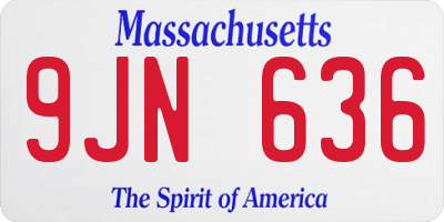 MA license plate 9JN636