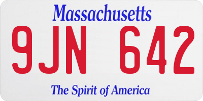 MA license plate 9JN642