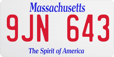 MA license plate 9JN643