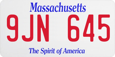 MA license plate 9JN645