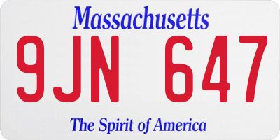 MA license plate 9JN647