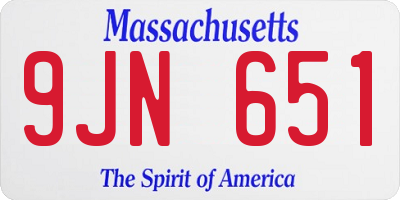 MA license plate 9JN651