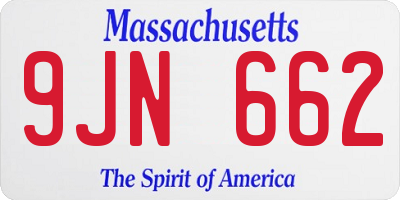 MA license plate 9JN662