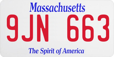 MA license plate 9JN663