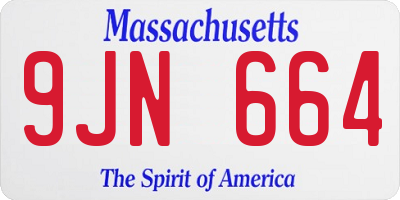 MA license plate 9JN664