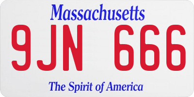 MA license plate 9JN666