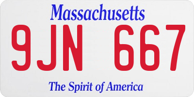 MA license plate 9JN667