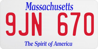 MA license plate 9JN670