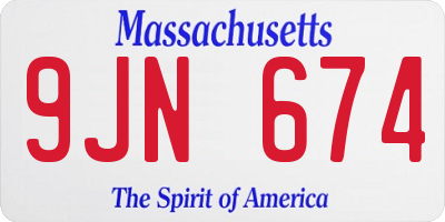 MA license plate 9JN674