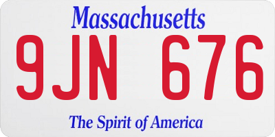 MA license plate 9JN676