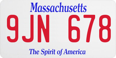 MA license plate 9JN678