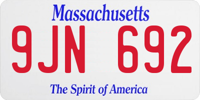 MA license plate 9JN692