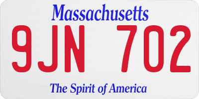 MA license plate 9JN702