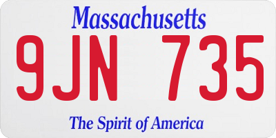 MA license plate 9JN735