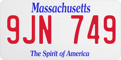 MA license plate 9JN749