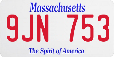 MA license plate 9JN753