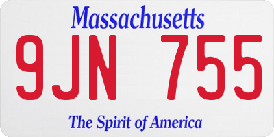 MA license plate 9JN755
