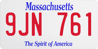 MA license plate 9JN761