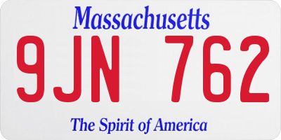 MA license plate 9JN762