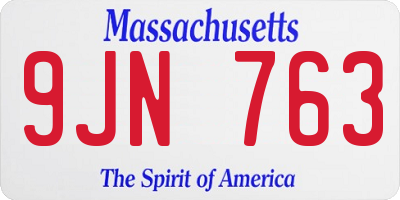 MA license plate 9JN763