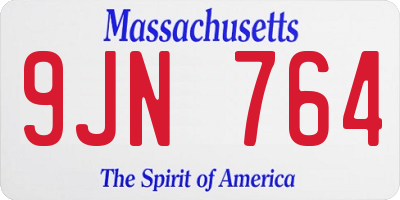 MA license plate 9JN764