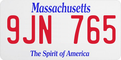 MA license plate 9JN765
